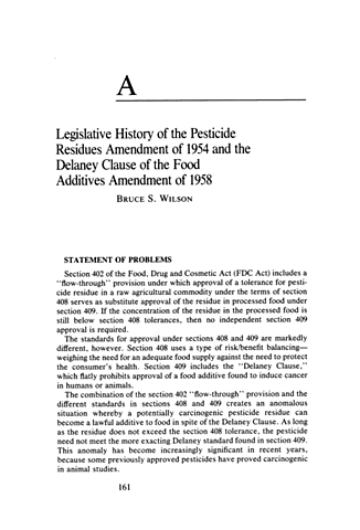 Delaney Clause of Food, Drug, and Cosmetic Act