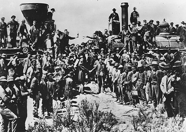 Transcontinental railroad is completed