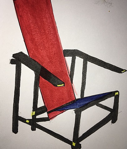Red and blue chair