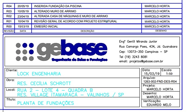 Recebimento Projeto de Estacas da Casa