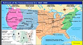 Railroads Set up Time Zones