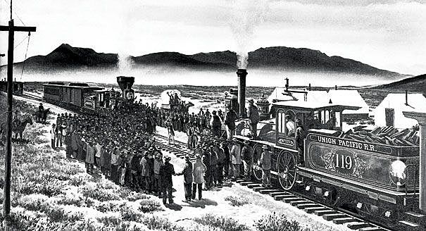 Transcontinental railroad is completed