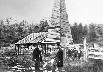First oil well is drilled, Pennsylvania