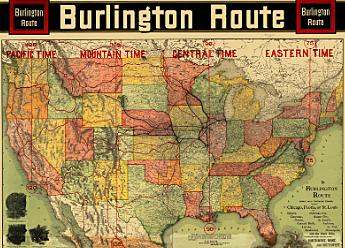 Railroads set up standard time zones