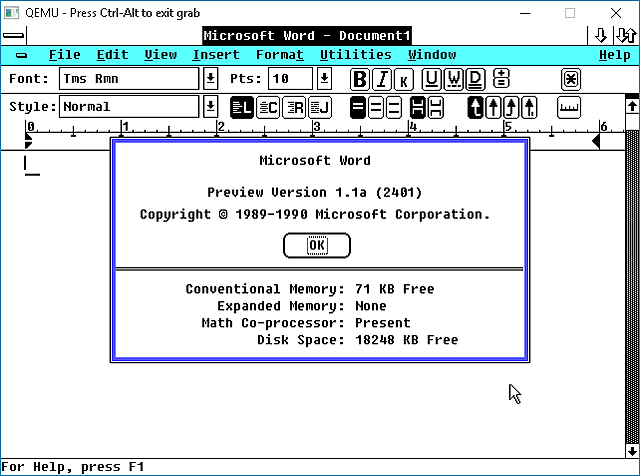 Word para Windows 1.1 y 3.