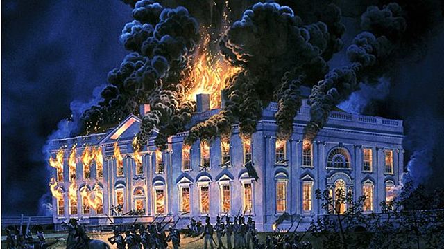 The White House burning in 1814