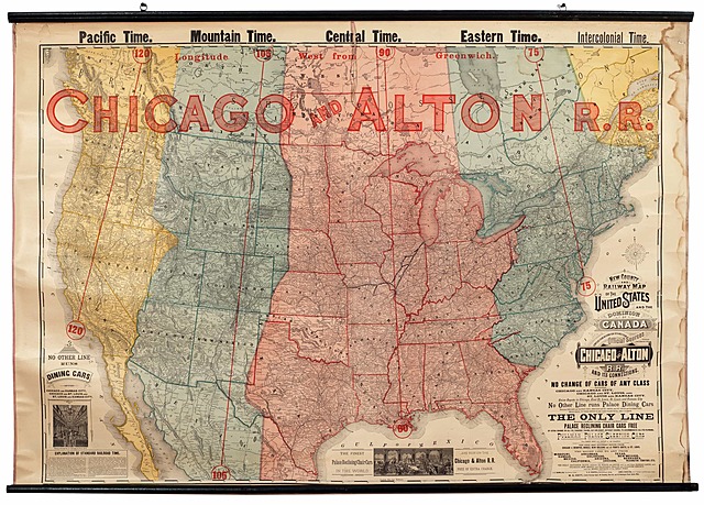 Railroads set up standard time zones