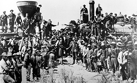 Transcontinental railroad is completed