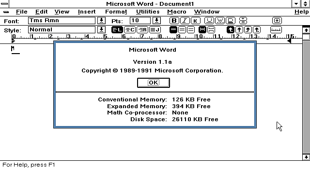 Word para Windows 1.1 y 3.0
