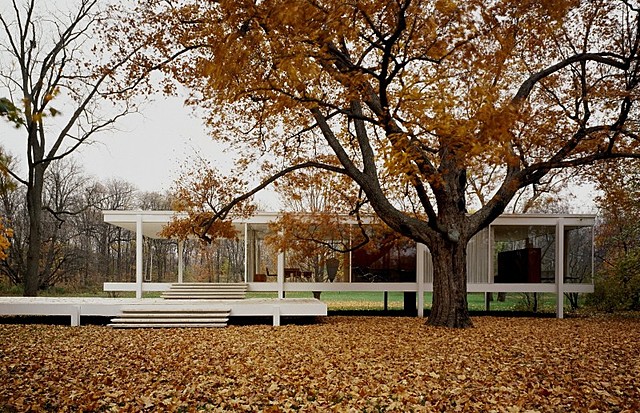 Maison Farnsworth à Chicago (Etats-Unis) par Mies Van Der Rohe.