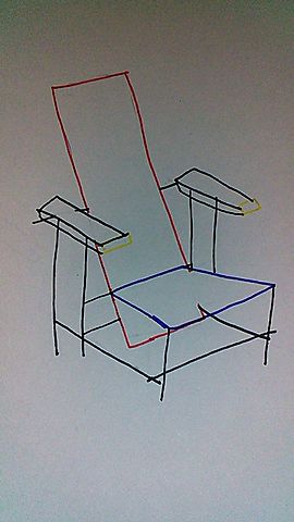 Chaise longue rouge et bleu Rietveld