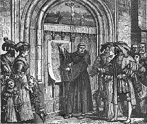 Martin Luther Nails the 95 theses on the Door of the Wittenberg Church