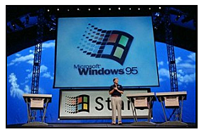 Windows 95: Es el lanzamiento más publicitado de Microsoft, el cual supone un record de ventas con 7 millones de copias en 5 semanas. Sustituyo a MS-DOS como entorno gráfico.