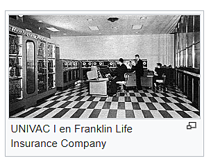 UNIVAC I: primera computadora comercial fabricada en Estados Unidos.Fue diseñada principalmente por J. Presper Eckert y John William Mauchly, autores de la primera computadora electrónica estadounidense, la ENIAC.