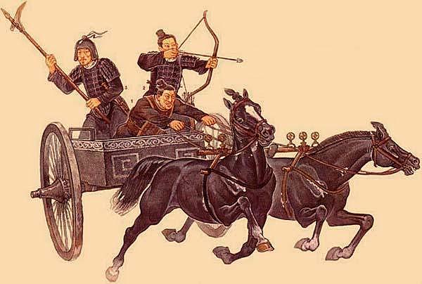 Armies were equipped with horse-drawn chariots.
