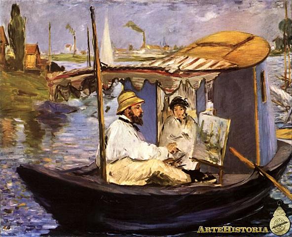 Monet en su estudio flotante.