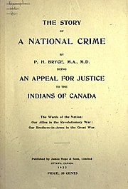 The Story of a National Crime was published Dr. P.H Bryce