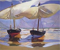 Joaquín Sorolla-Beached Boats-Impresionista