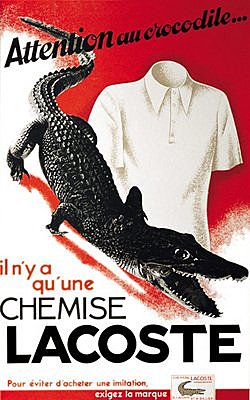 Affiche de pub sur une chemise lacoste