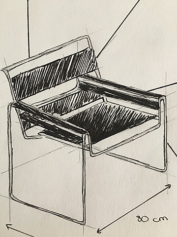 Chaise Wassily, Marcel Breur, 1925, cuire et tubes métalliques