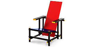 fauteuil rouge et bleu