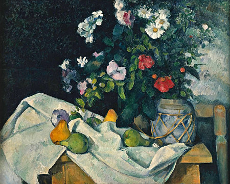 Fleurs dans un pot de gingembre et fruits (Paul Cézanne)