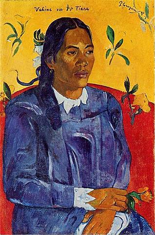 Mujer con una flor(Paul Gauguin)