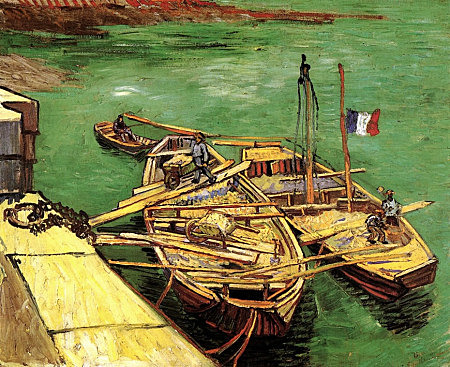 "Muelle con hombres descargando barcazas de arena" ( Vincent van Gogh)