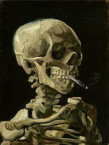Calavera con un cigarrillo