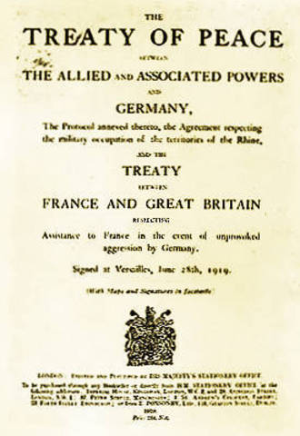 Treaty of Versailles is passed, end of World War I