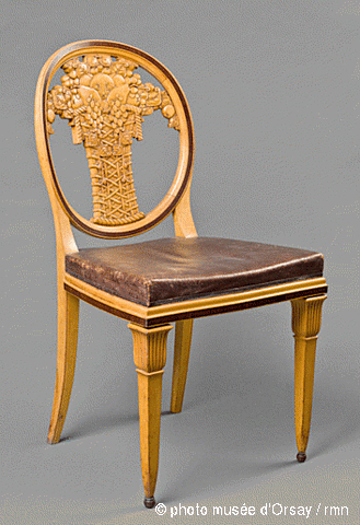 Chaise à motif de corbeille de fruits et de fleurs