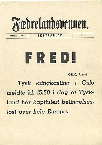 Tyskland kapitulerer i Norge