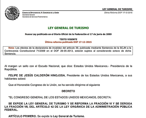 Ley General de Turismo