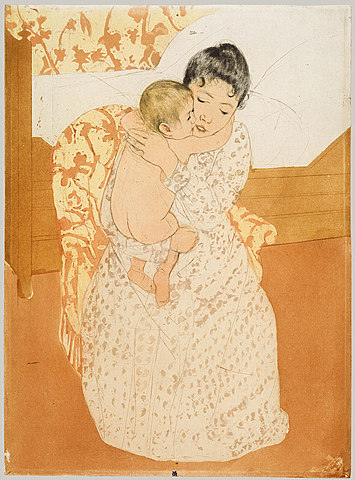 Maternal Caress por Mary Cassatt