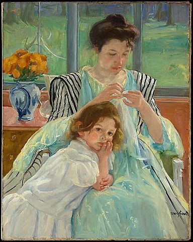 Young Mother sewing por Mary Cassatt