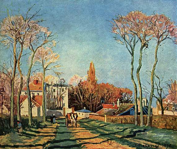 Entrance to the Village of Voisins por Camille Pissarro