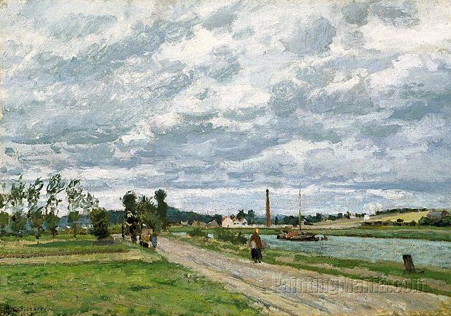 Bords de I’Oise Pontoise por Camille Pissarro