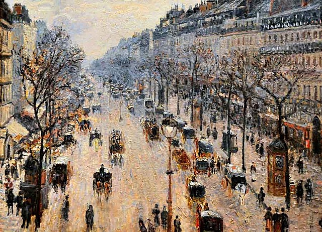 Boulevard Montmartre Una Mañana de Invierno por Camille Pissarro