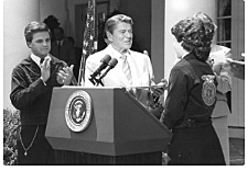 1988 - President Ronald Reagan speaks at the National FFA Convention via a prerecorded message.