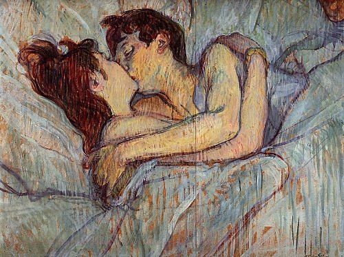 En la cama el beso Por Henri de Toulouse-Lautrec