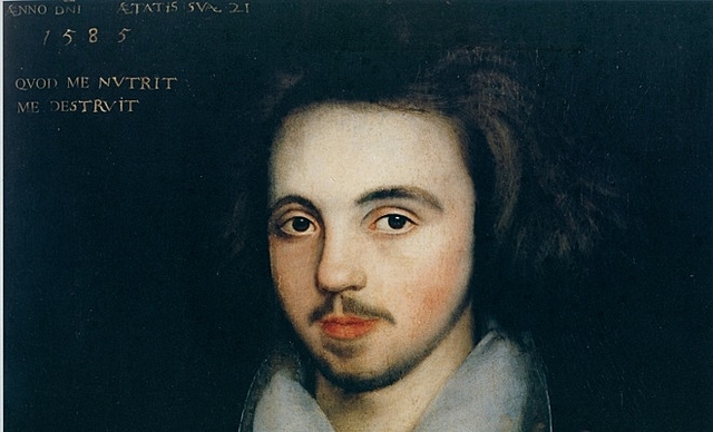 Marlowe and Shakespeare are born in the same year, with Marlowe the older by two months