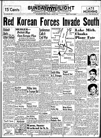 News Event - Korean War begins when North Korea invaded South Korea in June