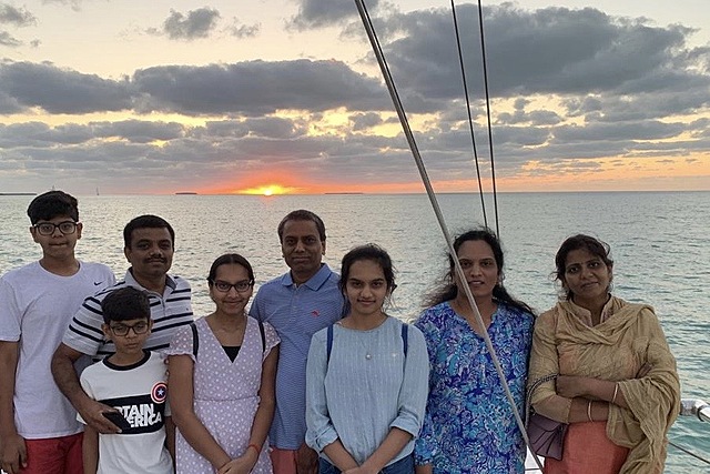 La familia de mi padre visitó al US para primera vez.