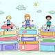 81877966 ilustración de estudiantes stickman sentado en pilas de libros al aire libre