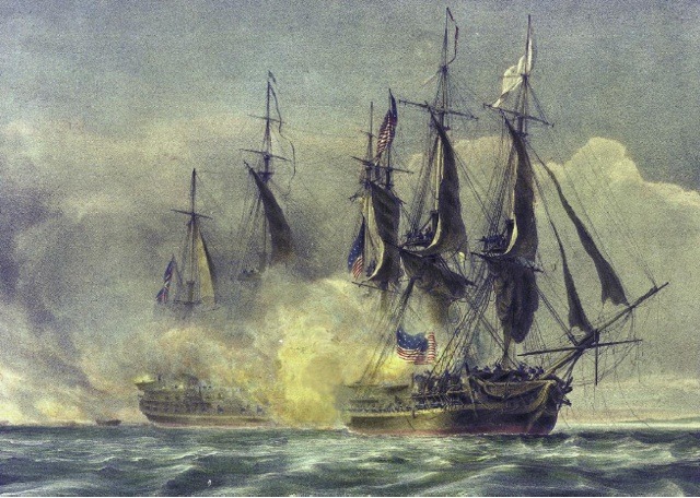 The American ship Chesapeake is fired on by the British ship Leopard