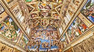 Michelangelo begins to paint the ceiling of the Sistine chapel with bibical scenes.