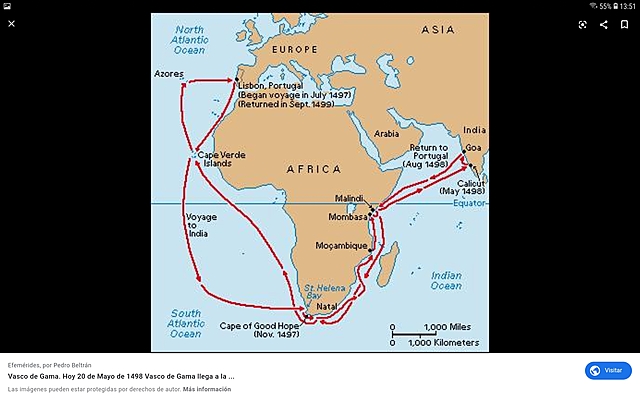 Vasco de Gama llega a la India a través de Africa