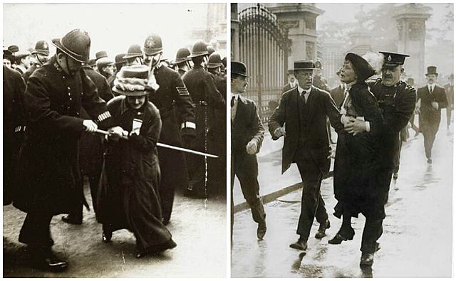 Las sufragistas organizaban manifestaciones, y en la de 1907 en Londres la policía llegó a cargar contra ellas, lo cual provocó las protestas incluso de sectores sociales que no eran afines al sufragismo.