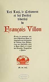 Villon Francois,LE TESTAMENT