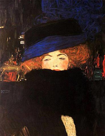 Lady with Hat and Feather Boa